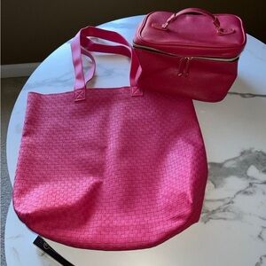 Pink tote bag & cosmetic bag